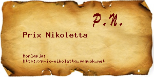 Prix Nikoletta névjegykártya